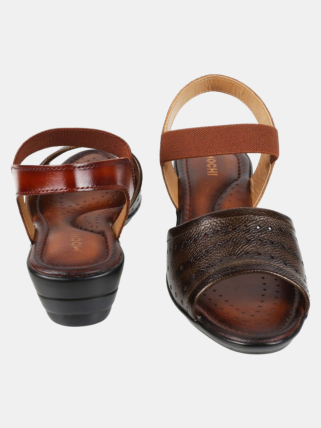 Image of MOCHI TexturedLeatherWedgesWithLaserCuts Women Wedges