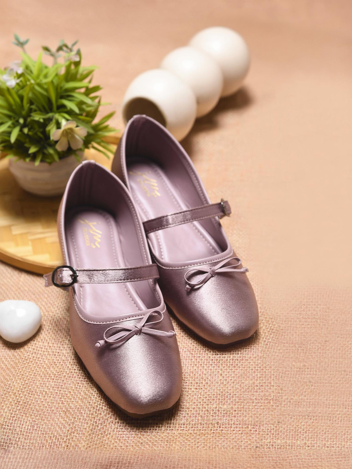 Image of jm looks Women JM Looks Metallic Mary Jane Buckle Shoes Bellies Sandal (Pink, 8)