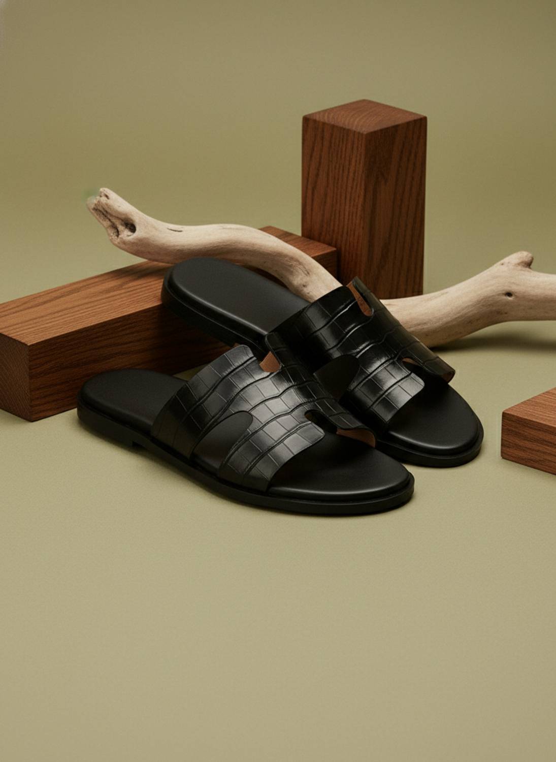 DELEFS Men Black Sandals - Image 1
