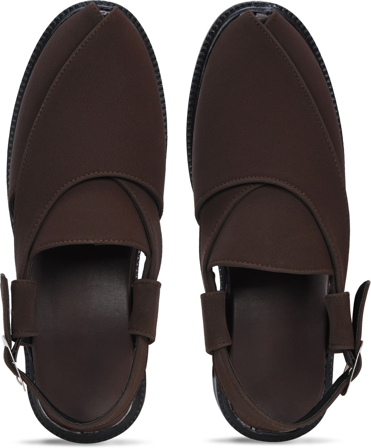 Image of Stepsoft Suede Peshawari Sandal Buckle Closure Festive Ethnic Comfort Wear Men Sandals
