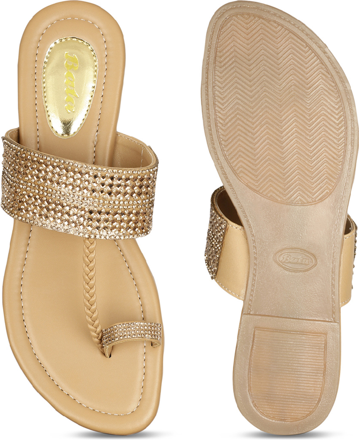 Image of Bata Women Flats Sandal (Gold, 7)