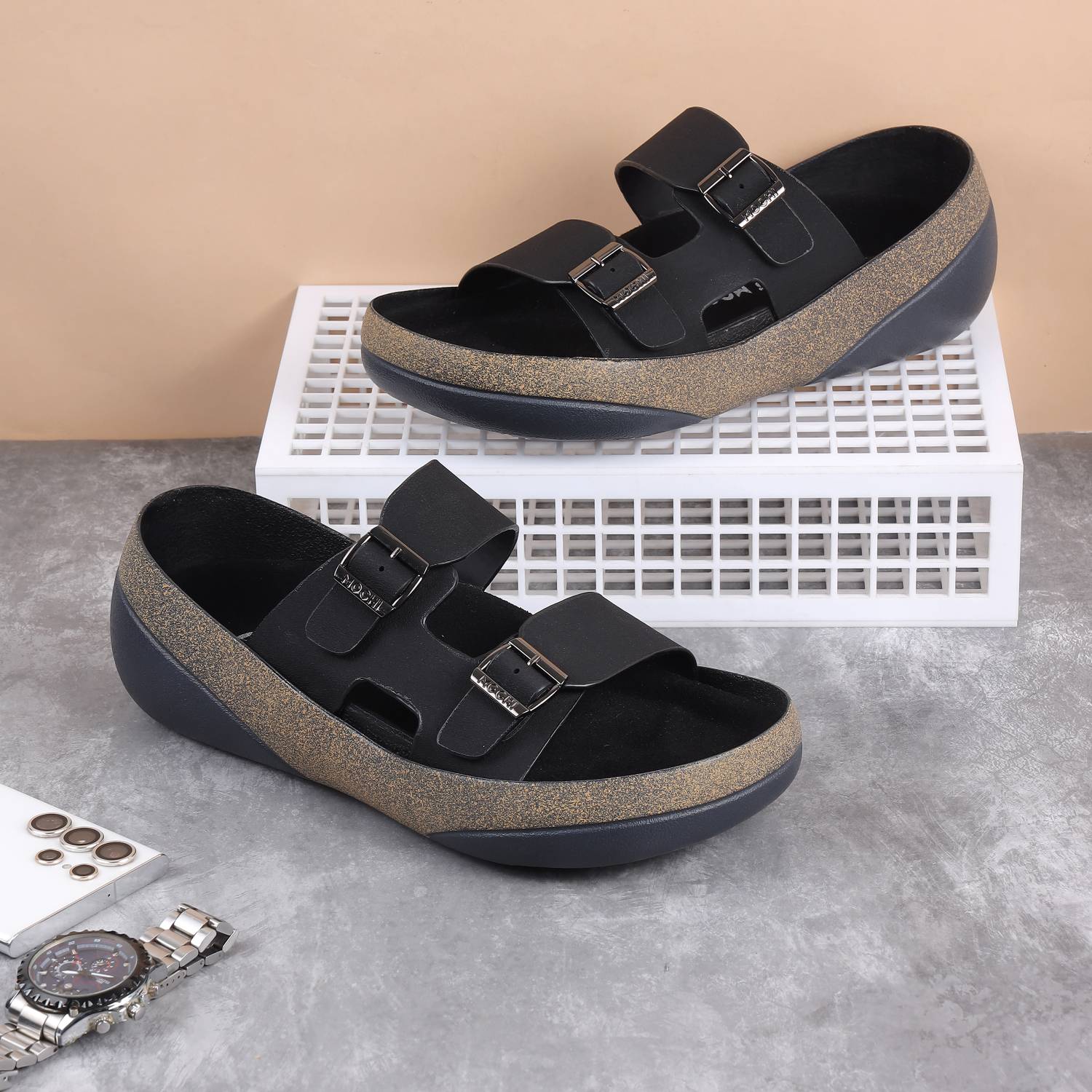 MOCHI Men Black Sandals - Image 1