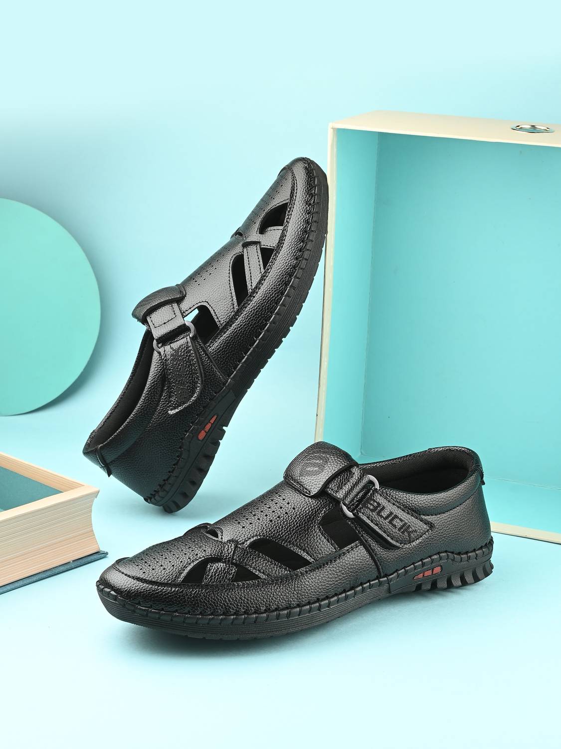 Bucik BCK8035 Lightweight Casual Soft Cushion Comfort Easy Solid Velcro Men Sandals
