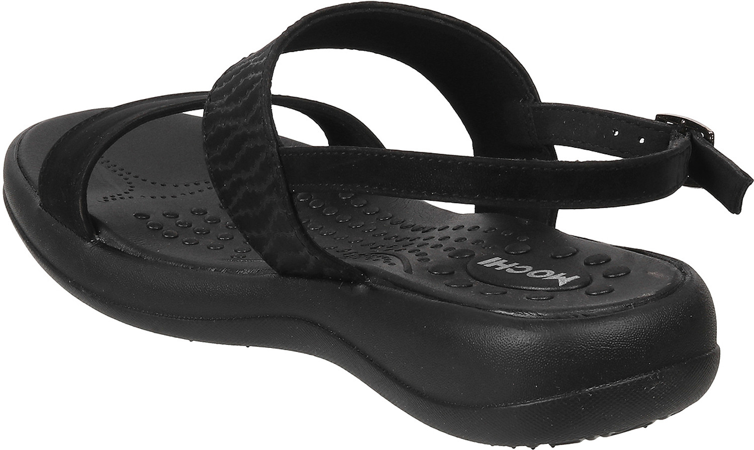 Image of MOCHI TexturedOpenToeComfortHeelsWithBuckles Women Flats