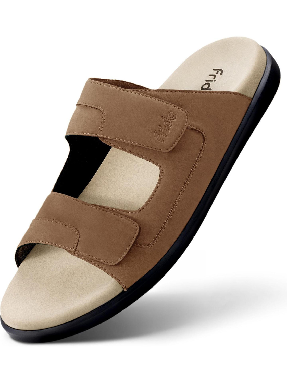 Image of Frido Comfort Dual Strap Footwear With Bounce Back Cushioned Footbed Adjustable Velcro Men Casual