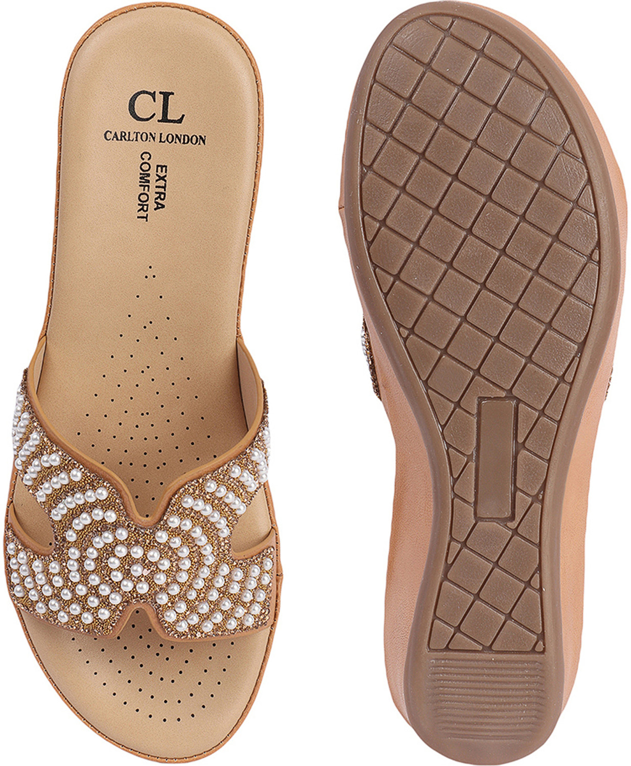 Image of CARLTON LONDON Women's Embellished Wedge Slip-On Sandals Women Heels