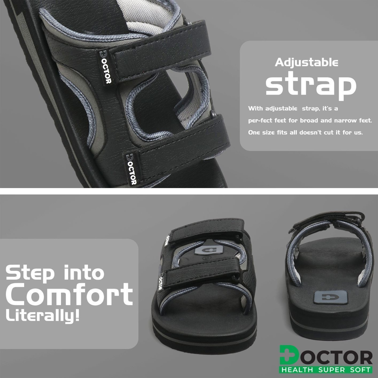 Image of Doctor Health Super Soft NewlyLaunch Stylish|Cushioned|Orthopedic|Breathable|Adjustable Men Flats