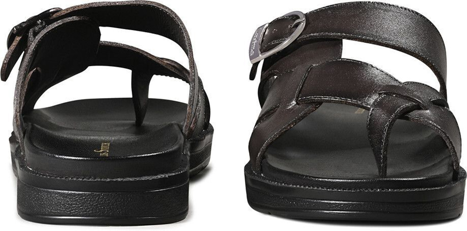 Image of LOUIS STITCH Brown Lightweight Open Toe Kohlapuri Style Leather Sandals Men Sandals