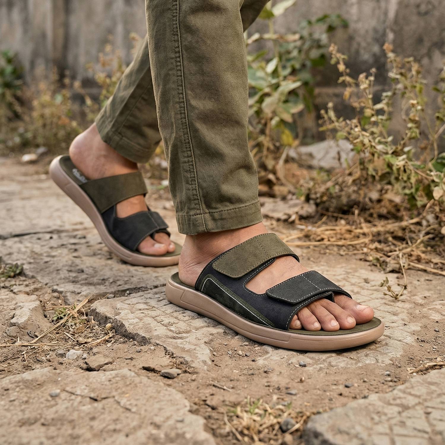 WALKAROO Men Green Sandals - Image 2