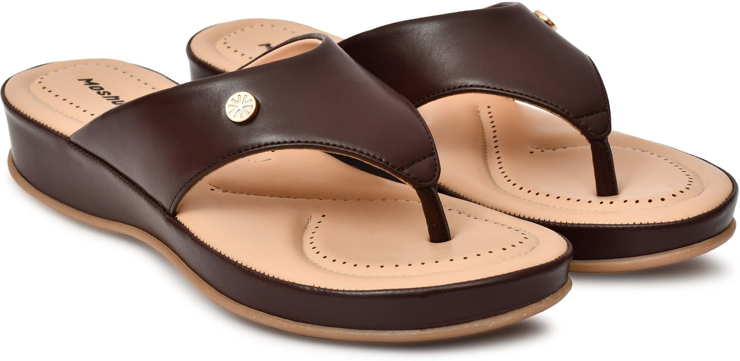 Image of moshun Women Flats Sandal (Maroon, 8)