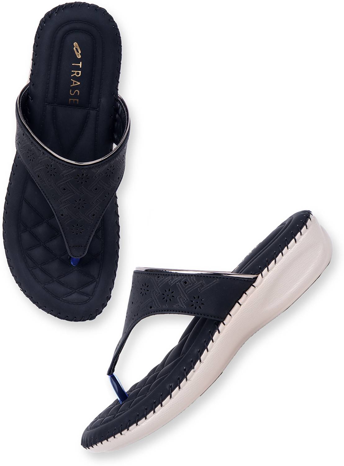 TRASE Women Casual Sandal (Black , 6)