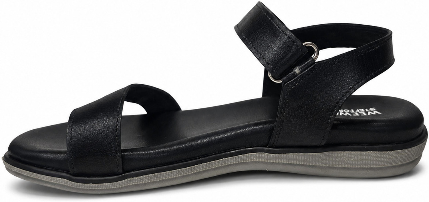 Image of weewalk Women Flats Sandal (Black, 7)