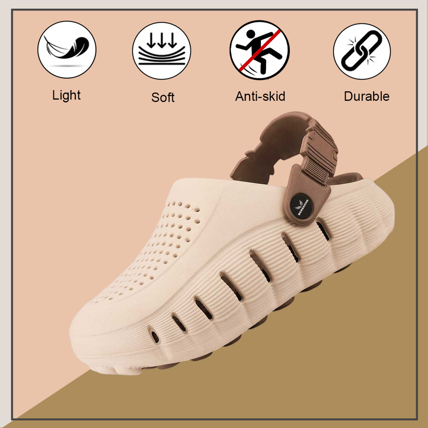 Image of BERSACHE Men Flats Sandal (Beige, 7)