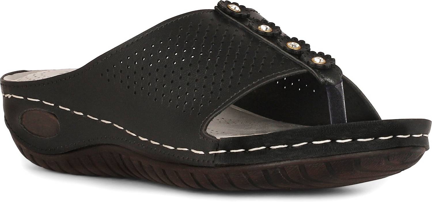 Feet First Women Wedges Sandal (Black , 6)