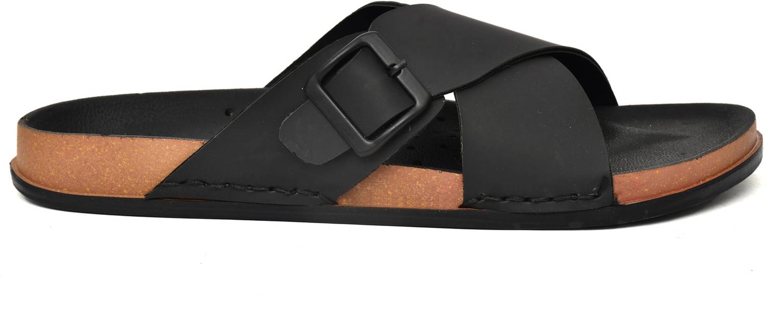 Prayas Men Black Slides - Image 2