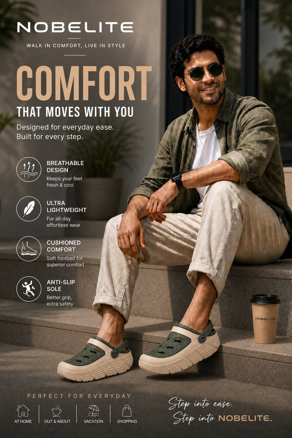 NOBELITE Men Beige Sandals - Image 3