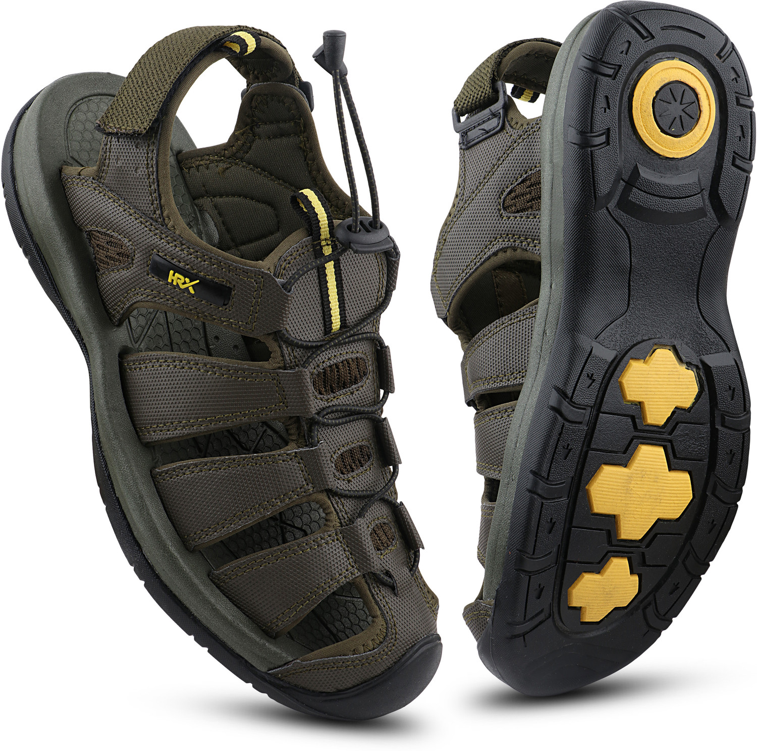 Image of HRX by Hrithik Roshan Men Sandal (Olive, 8)