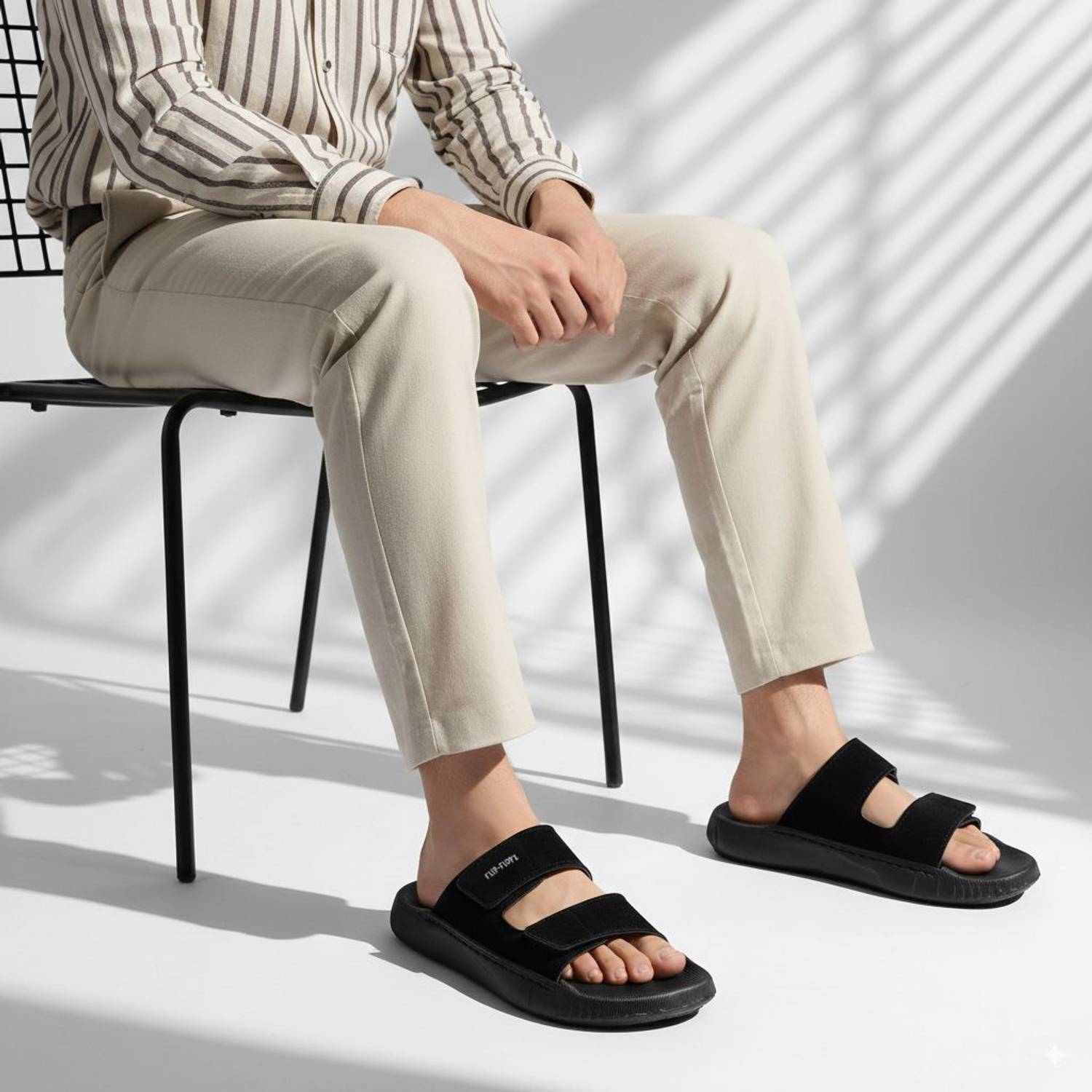 WALKAROO Men Black Sandals - Image 2