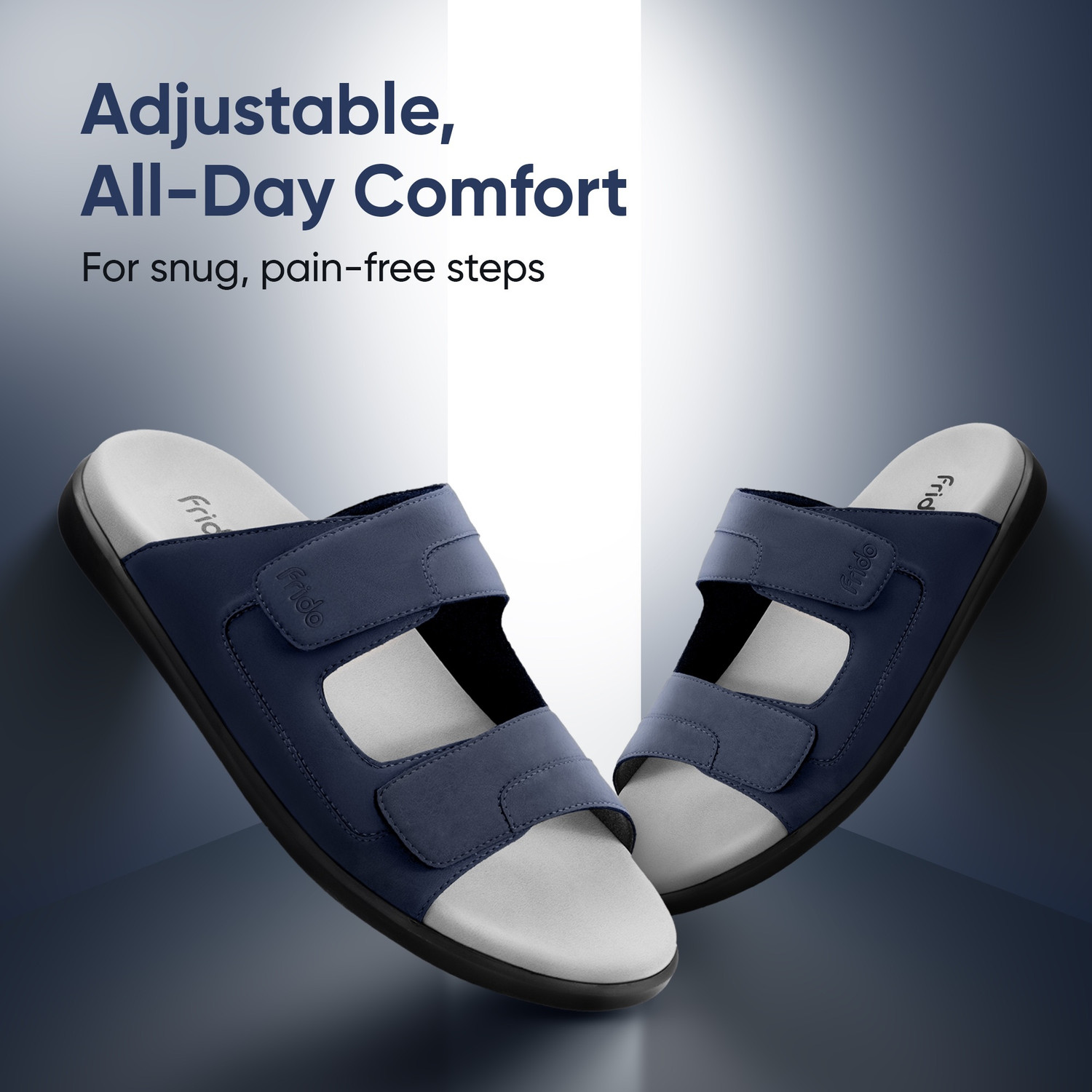 Image of Frido Comfort Dual Strap Footwear With Bounce Back Cushioned Footbed Adjustable Velcro Men Casual