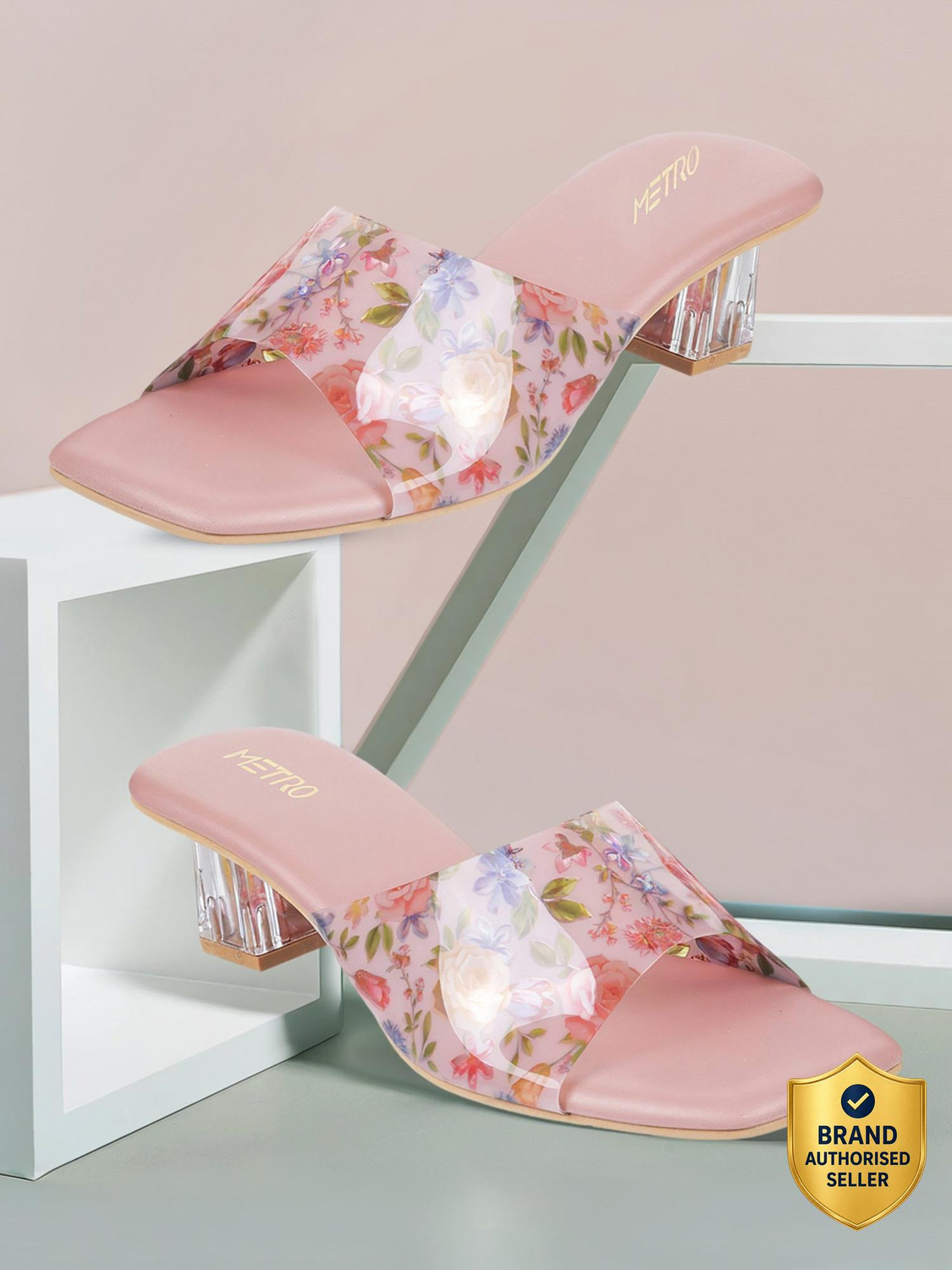METRO PrintedOpenToeBlock Women Heels