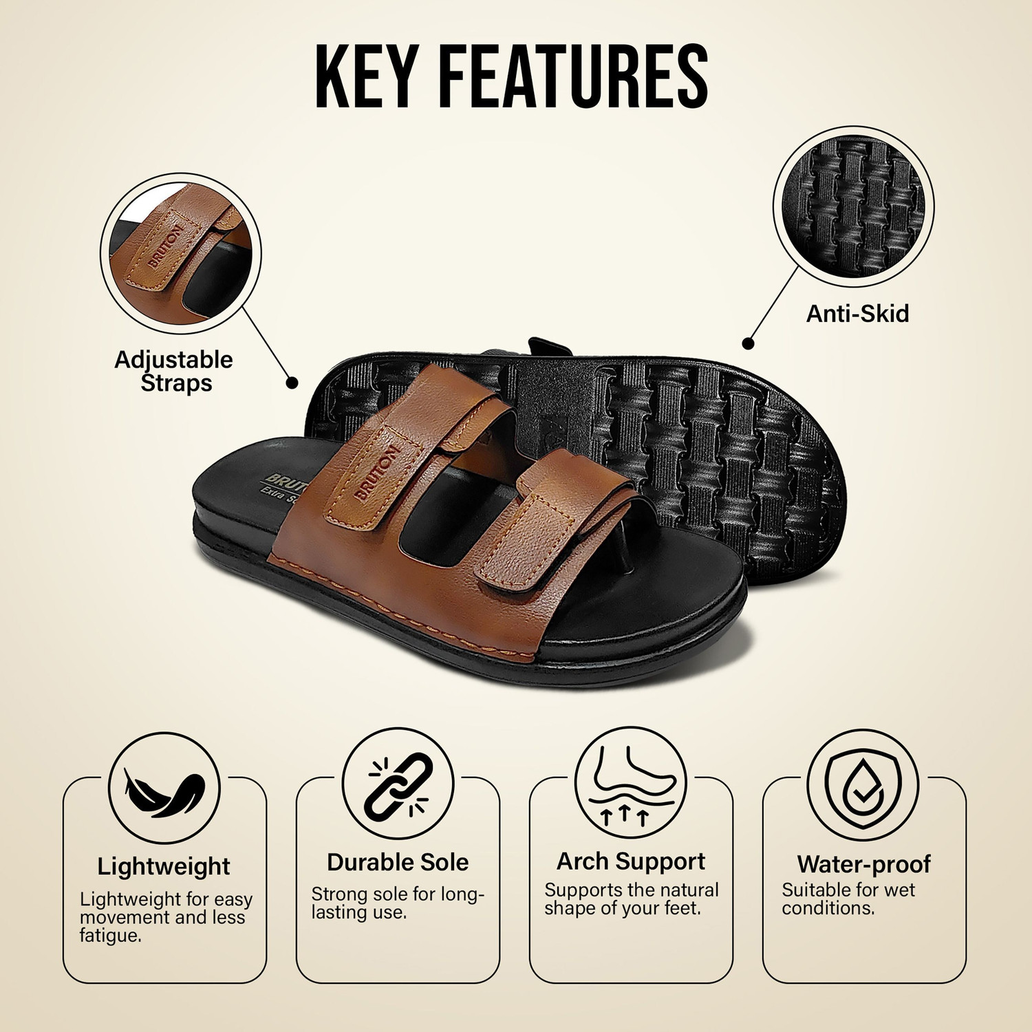 Image of BRUTON Ortho |Extra Soft| Comfort Toe | Acupressure | Comfortable Men Sandals