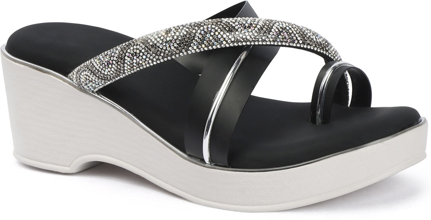 Image of Bootco Women Wedges Sandal (Black, 7)