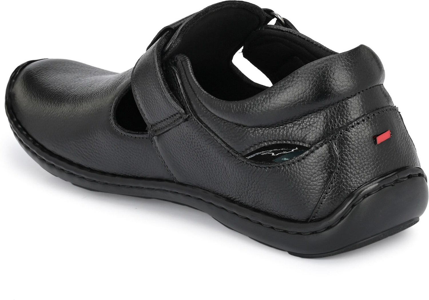 Image of Hitz Black Leather Shoe-Style Sandals Men Casual