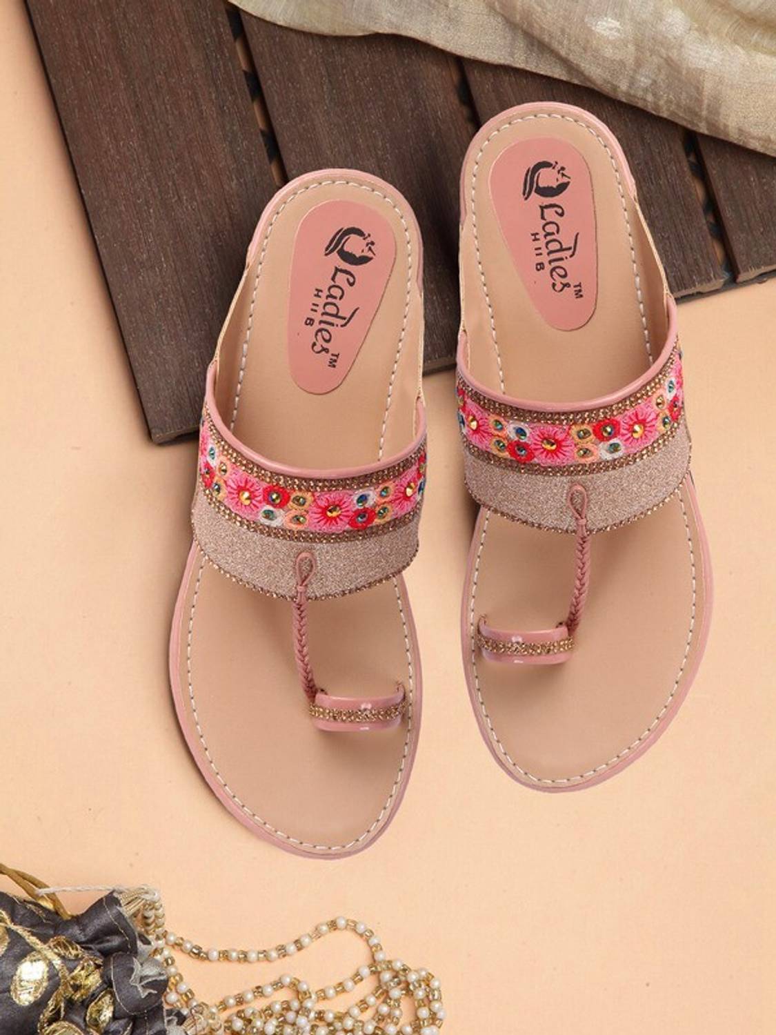 ladies hub Women Flats Sandal (Pink , 7)
