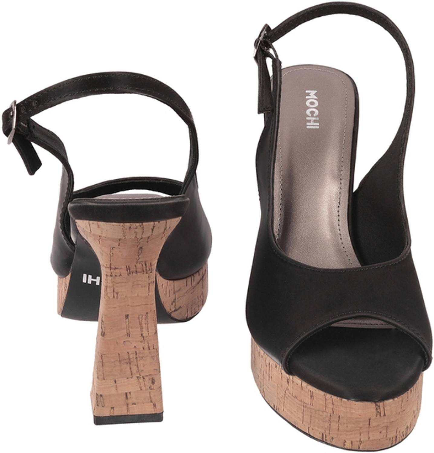 Image of MOCHI Women BlockHeeledPeepToes Heels Sandal (Black, 7)