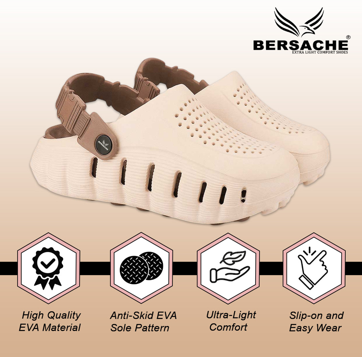 Image of BERSACHE Men Flats Sandal (Beige, 7)