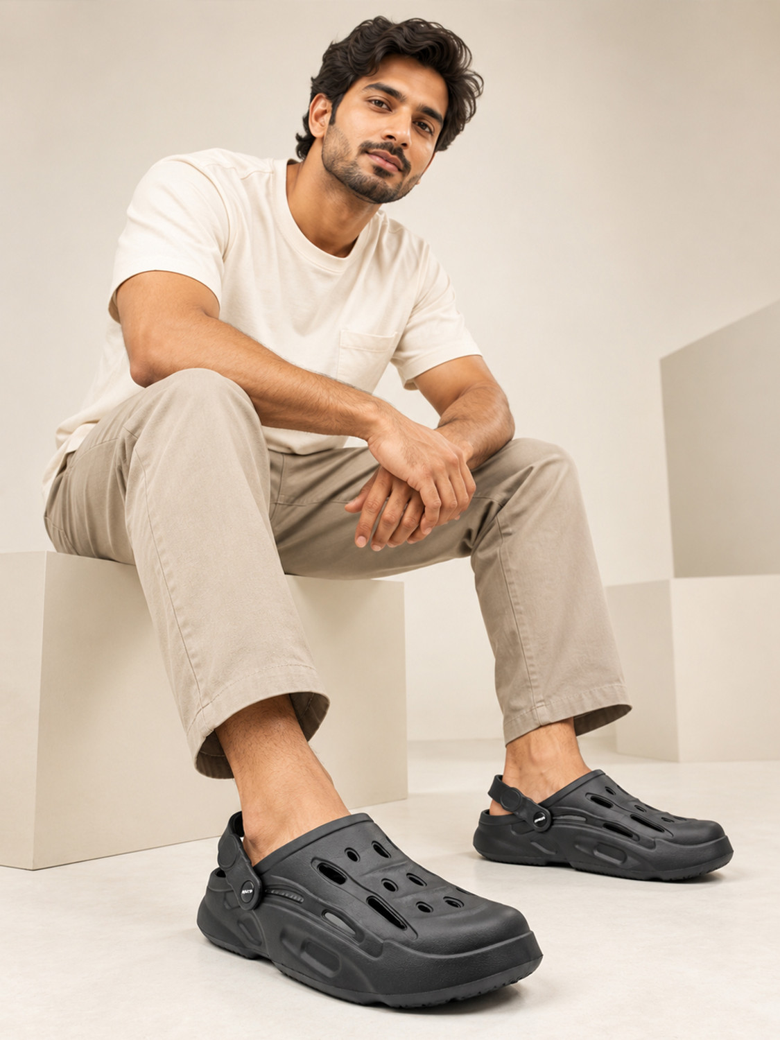 Image of action Men COOL-1001 Trendy Comfortable Lightweight Breathable Casual Slip-On Sandal (Black, 6)