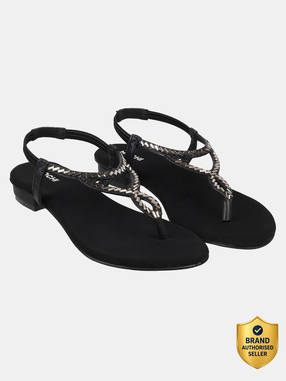 Image of MOCHI BlackEmbellishedT-Strap Women Heels