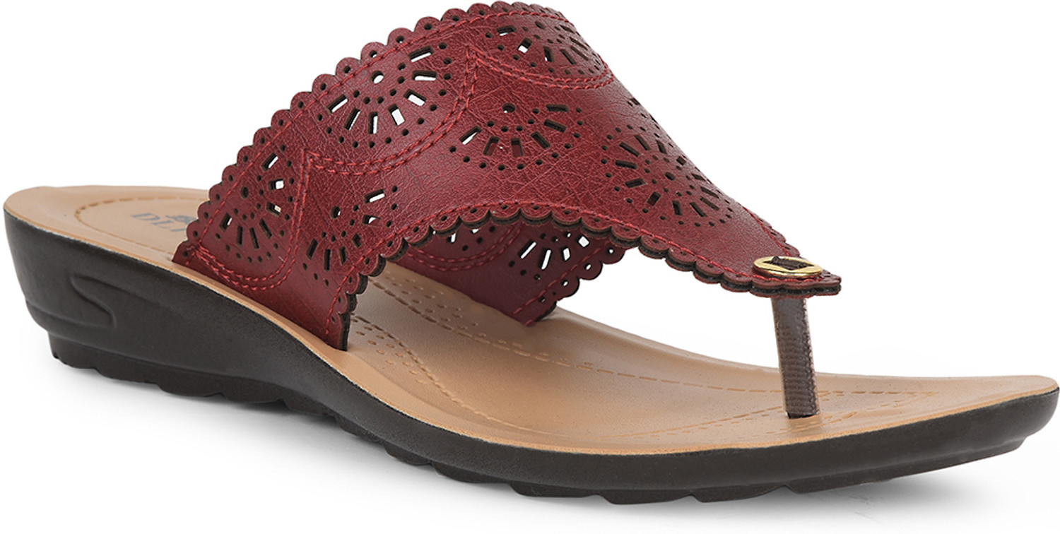 Image of Bata Women Flats Sandal (Maroon, 6)