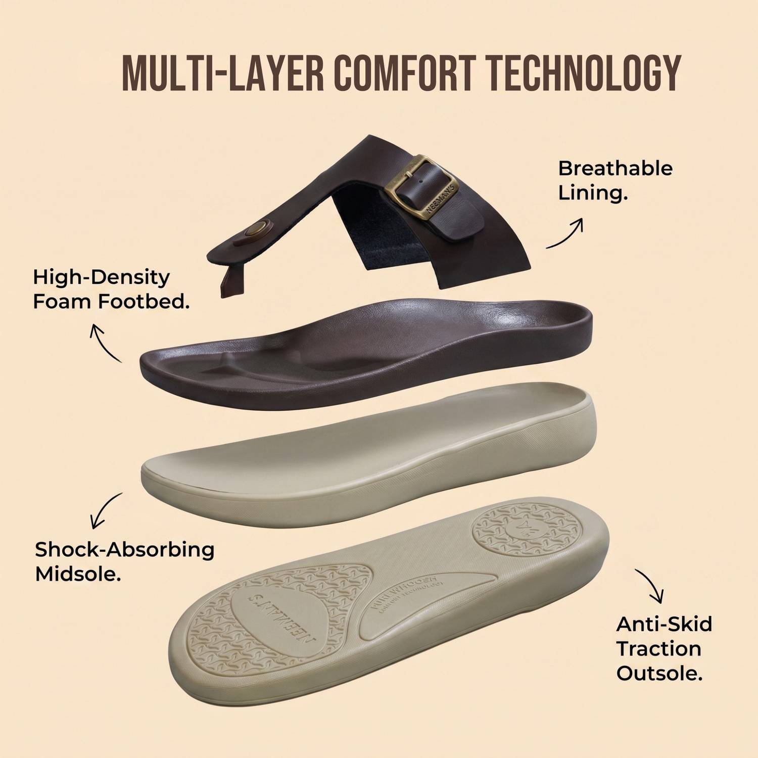 Neemans Men Brown Sandals - Image 2