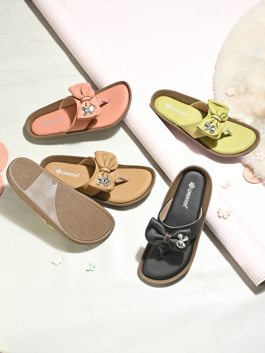 Image of London Steps Women Sugar & Style Flats|Soft Cushion, Cute Design & Trendy Everyday Wear Women Flats Flats Sandal (Green, 6)