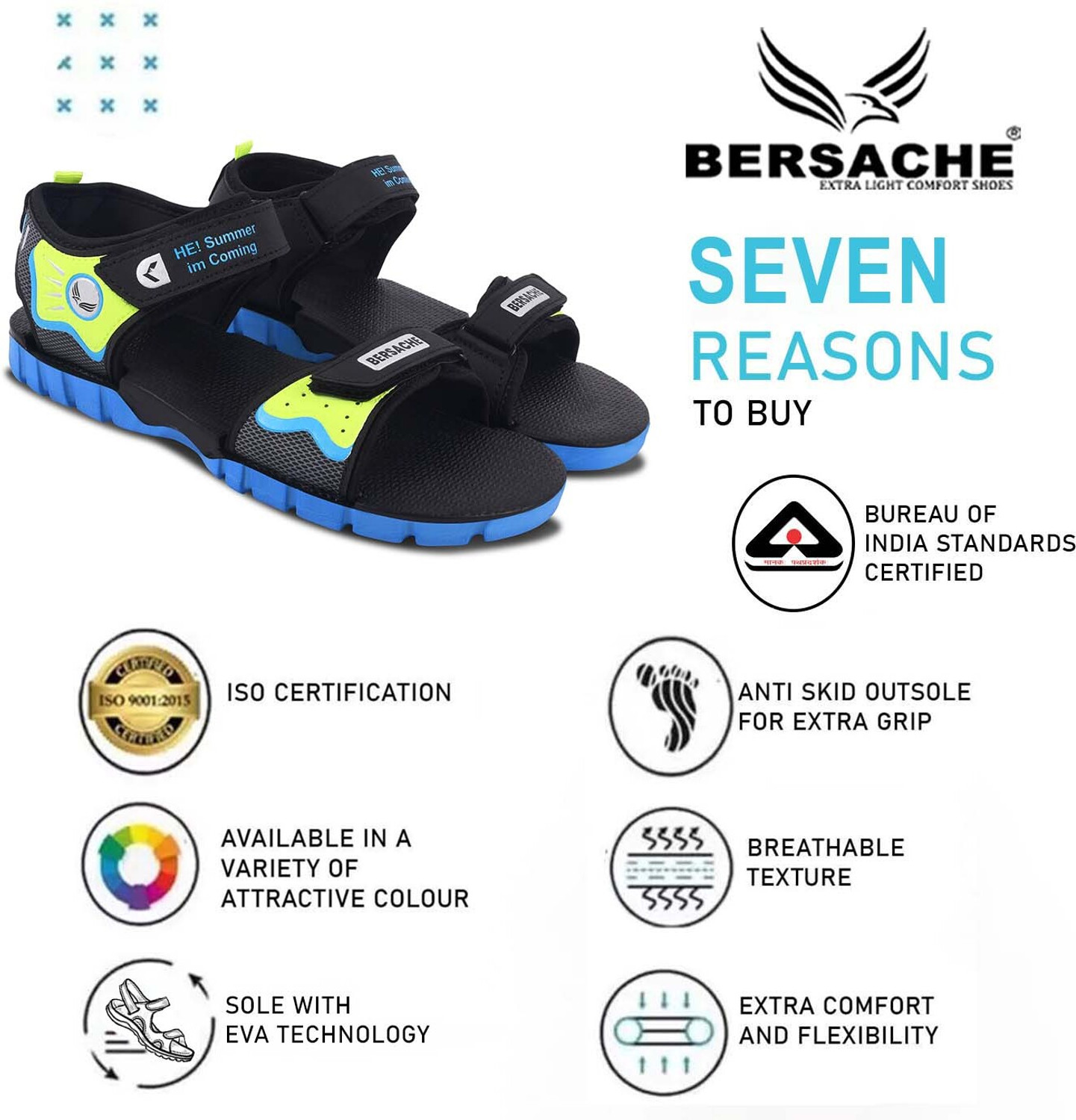 Image of BERSACHE Boys Velcro Sports Sandals