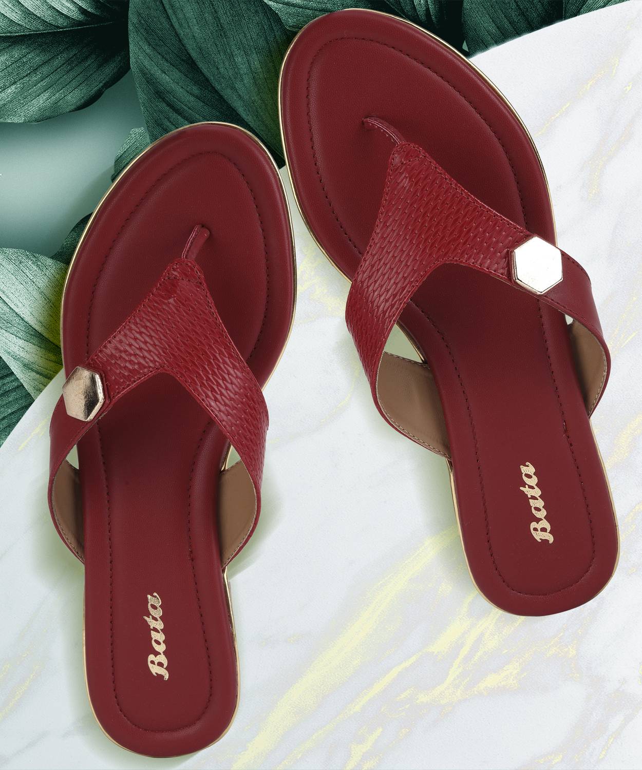 Bata Women Flats Sandal (Red , 4)