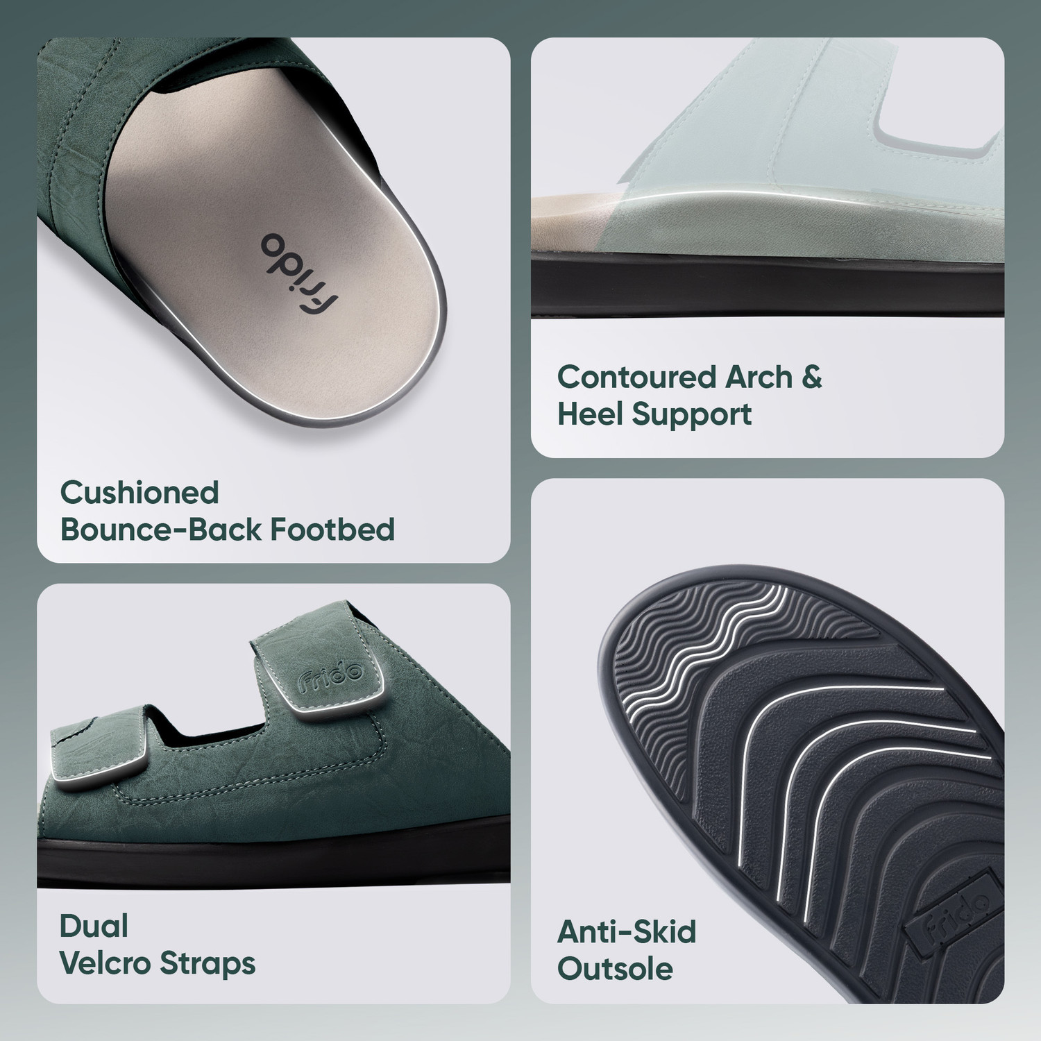 Image of Frido Comfort Dual Strap Footwear With Bounce Back Cushioned Footbed Adjustable Velcro Men Casual