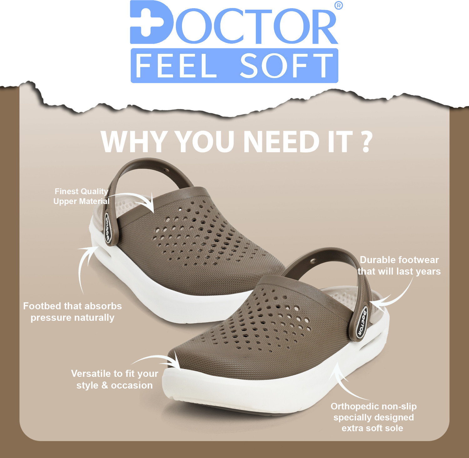 Image of DOCTOR FEEL SOFT Clogs Soft Sole Lightweight Comfortable Utility Wear Footwear Men Clogs Men Clogs