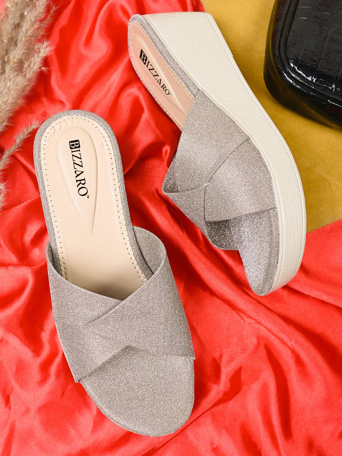 Bizzaro BZ306 Lightweight Soft Cushion Comfort Easy Solid Slip-OnWedges Casual Women Wedges