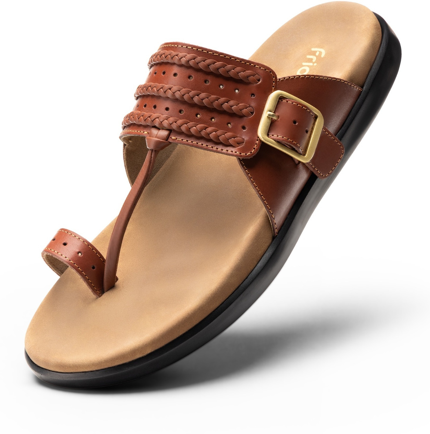 Image of Frido Puneri Arch Comfort Sandal | Leather Chappal with Built-In Arch Support, Cushion Men Flats