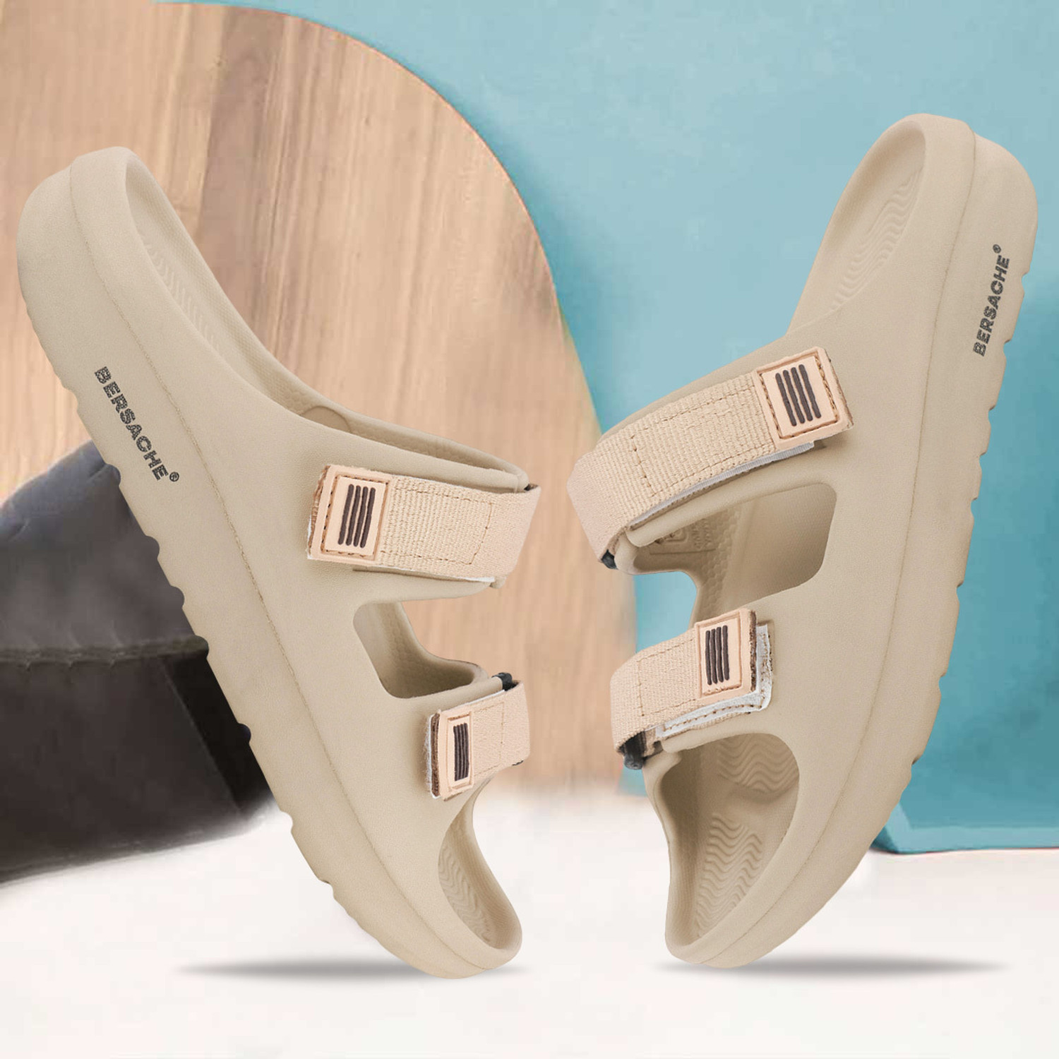 Image of BERSACHE Men Wedges Sandal (Beige, 12)