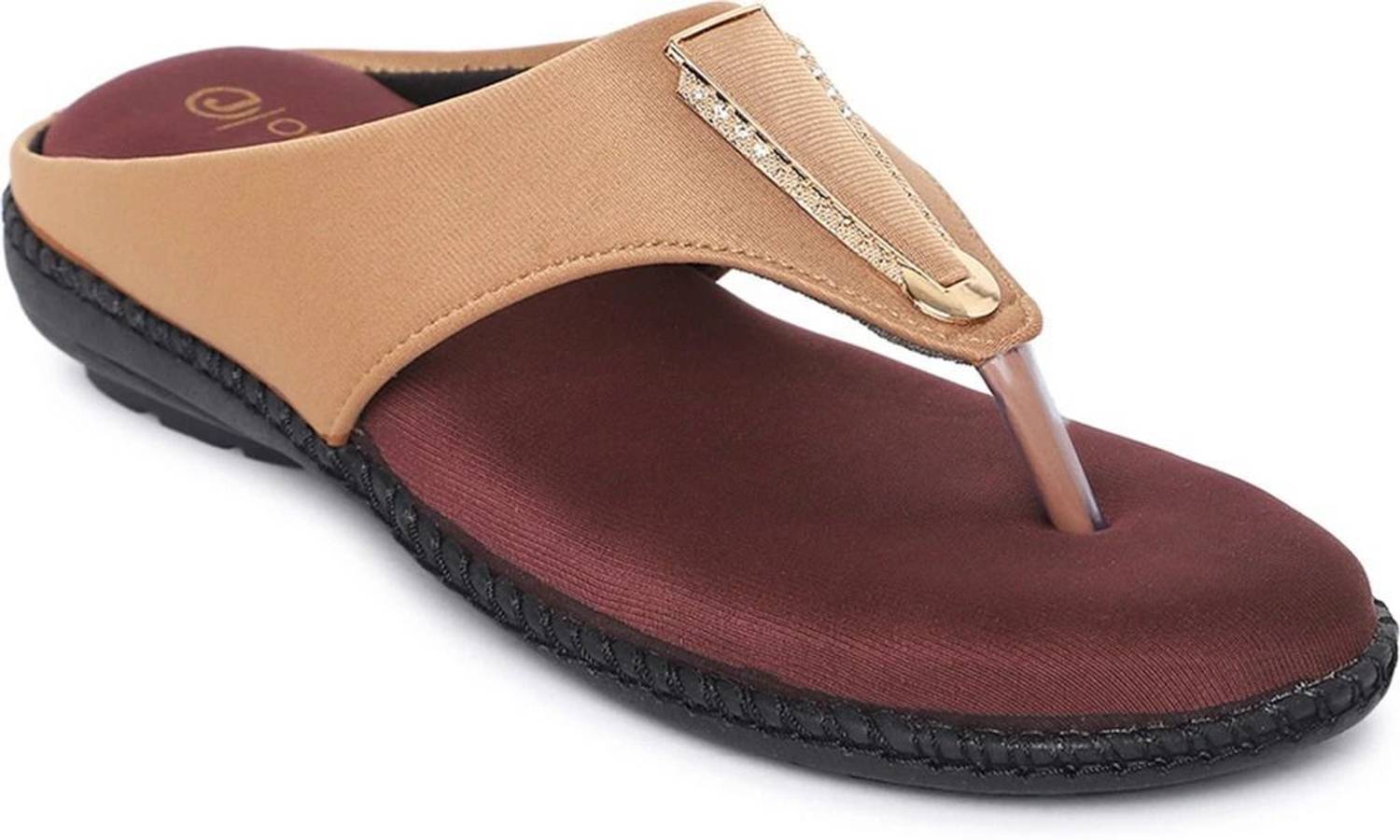ORTHO JOY Women Wedges Sandal (Beige , 5)