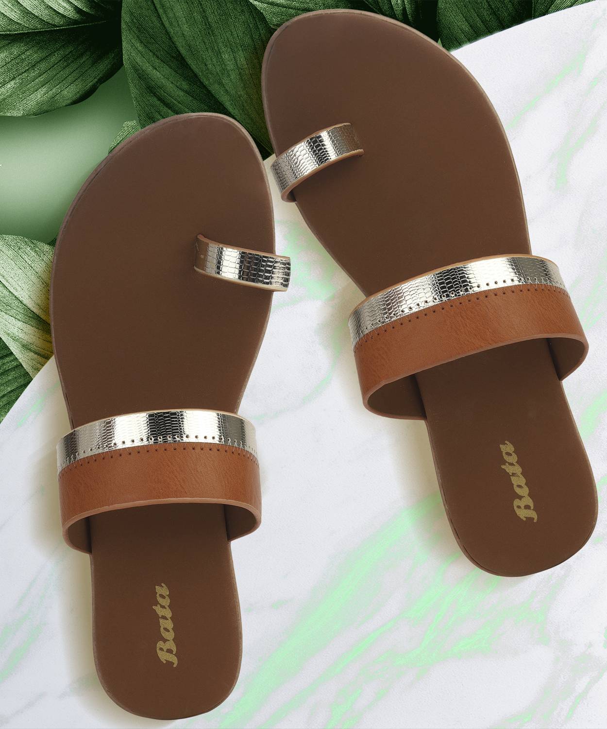 Bata Women Flats Sandal (Tan , 4)