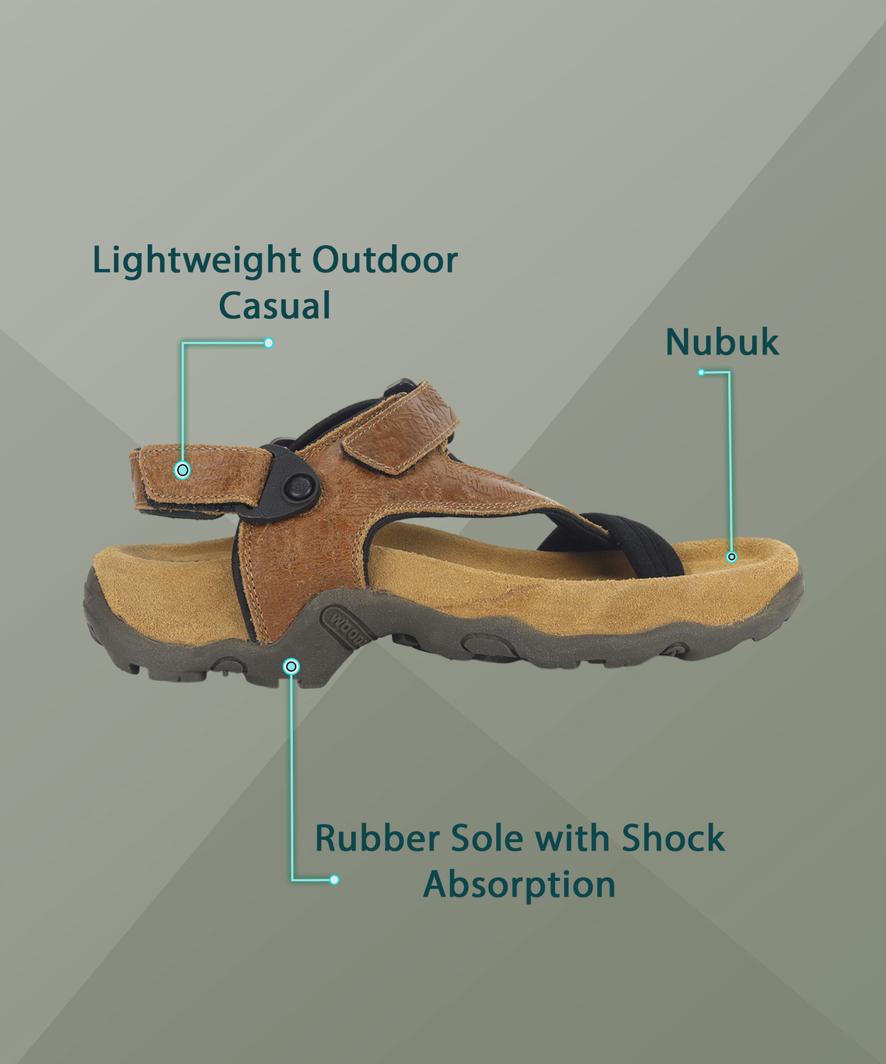 Image of WOODLAND Men Outdoor Comfortable Lightweight Everyday Use Casual Sandal (Camel, 10)