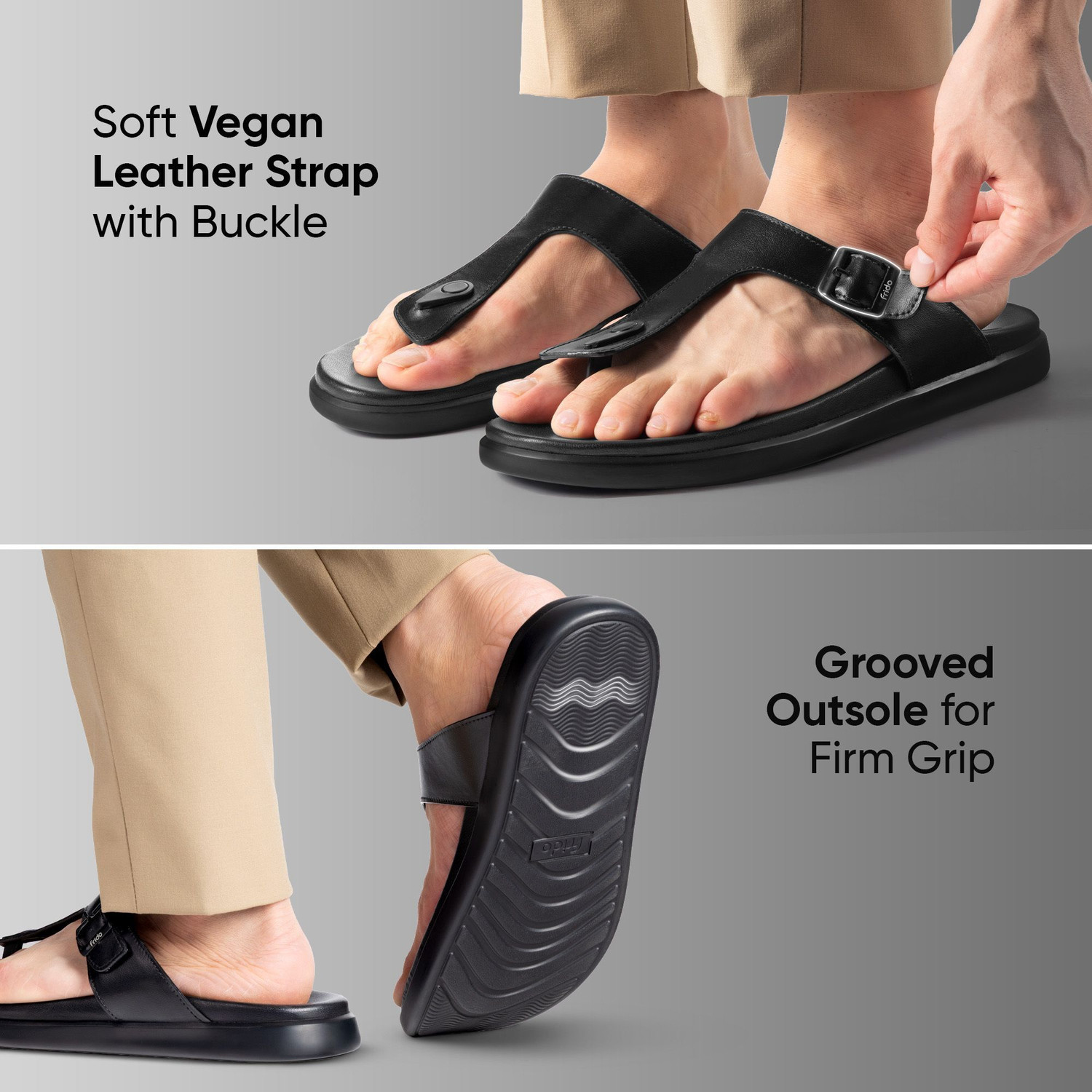 Image of Frido Cloud Comfort Diabetic Ortho Arch Support for Pain Relief Anti-Skid Sole Cushion Men Sandals