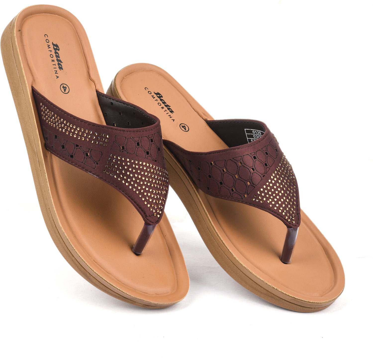 Bata Women Flats Sandal (Maroon , 4)