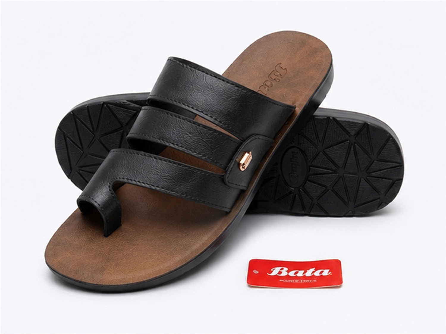 Image of Bata Men Flats Sandal (Black, 8)