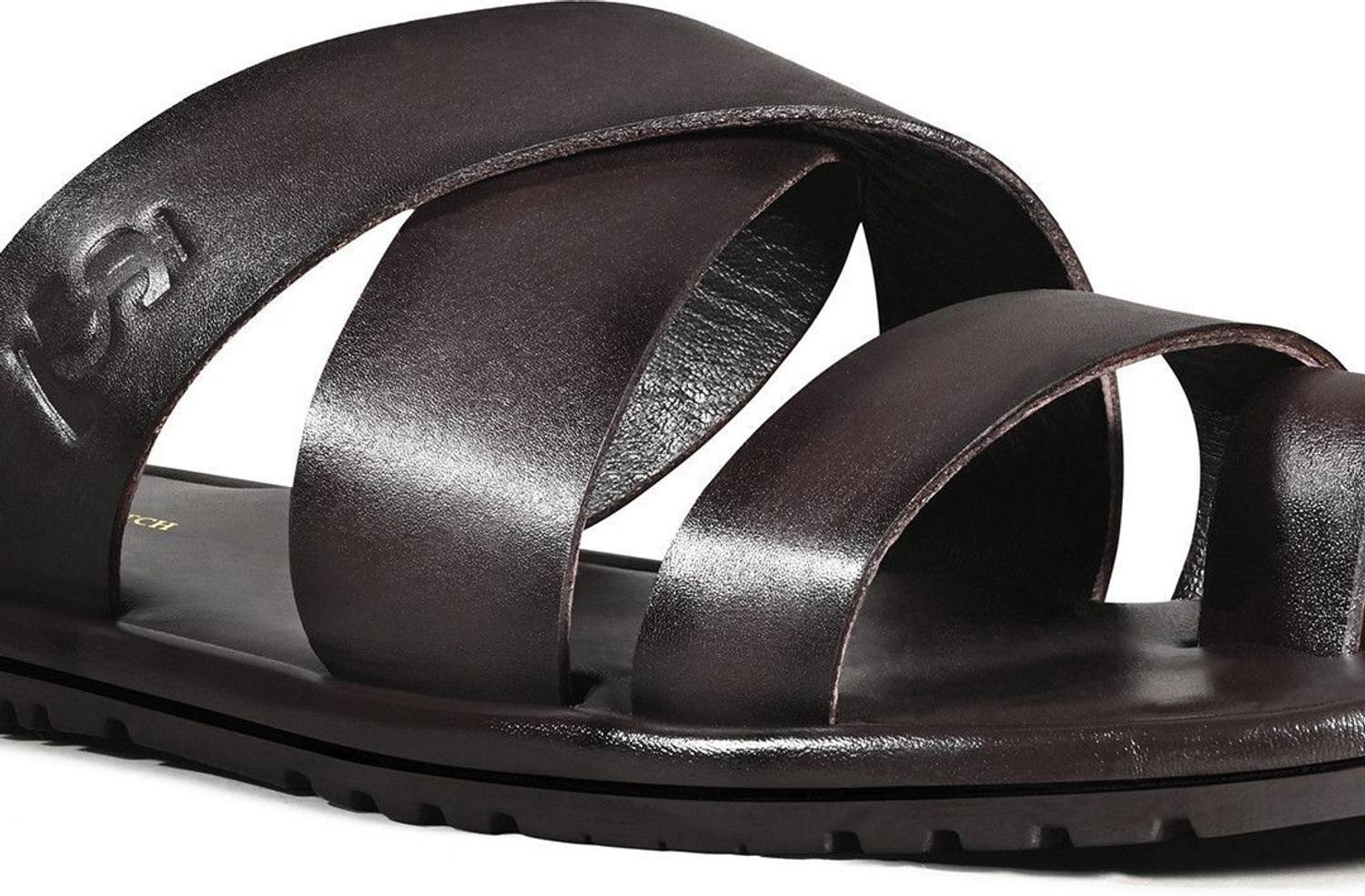 Image of LOUIS STITCH Brown Lightweight Open Toe Kohlapuri Style Leather Sandals Men Sandals