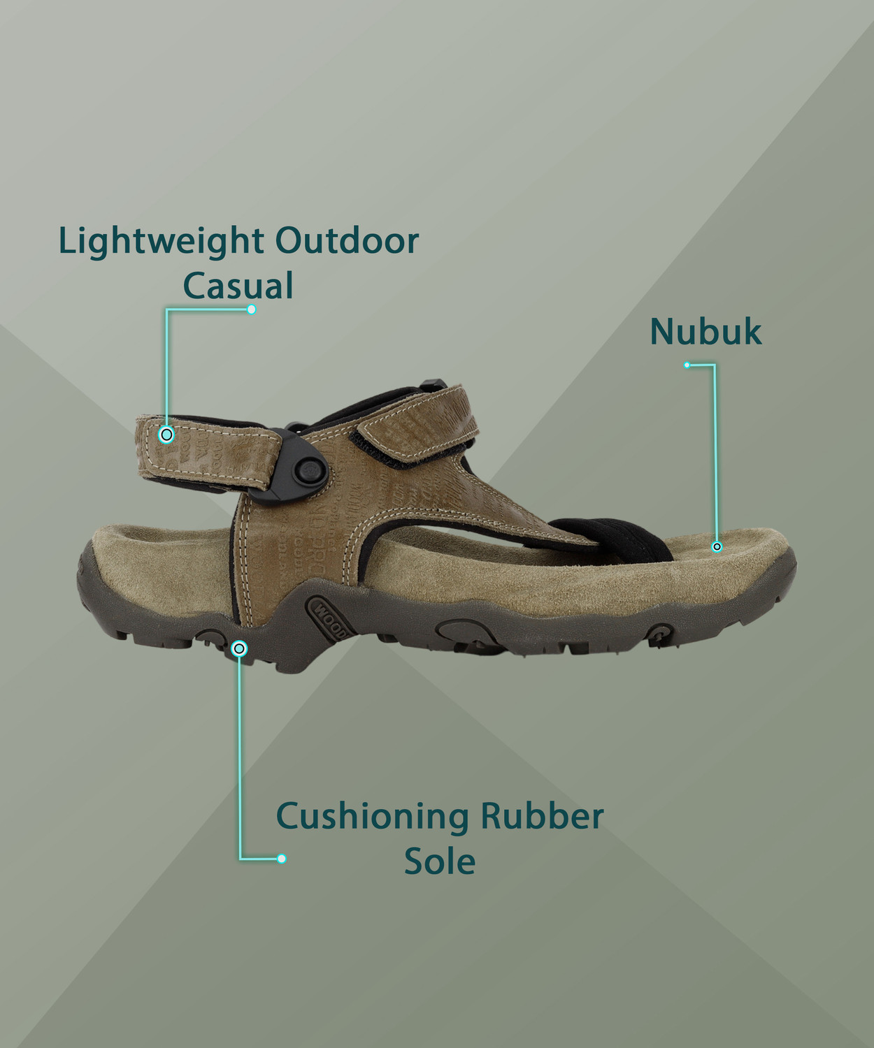 Image of WOODLAND Men Outdoor Comfortable Lightweight Everyday Use Casual Sandal (Khaki, 9)